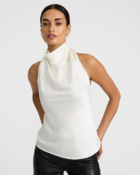Elegant Satin Halter Top with Trousers — Halter Tops