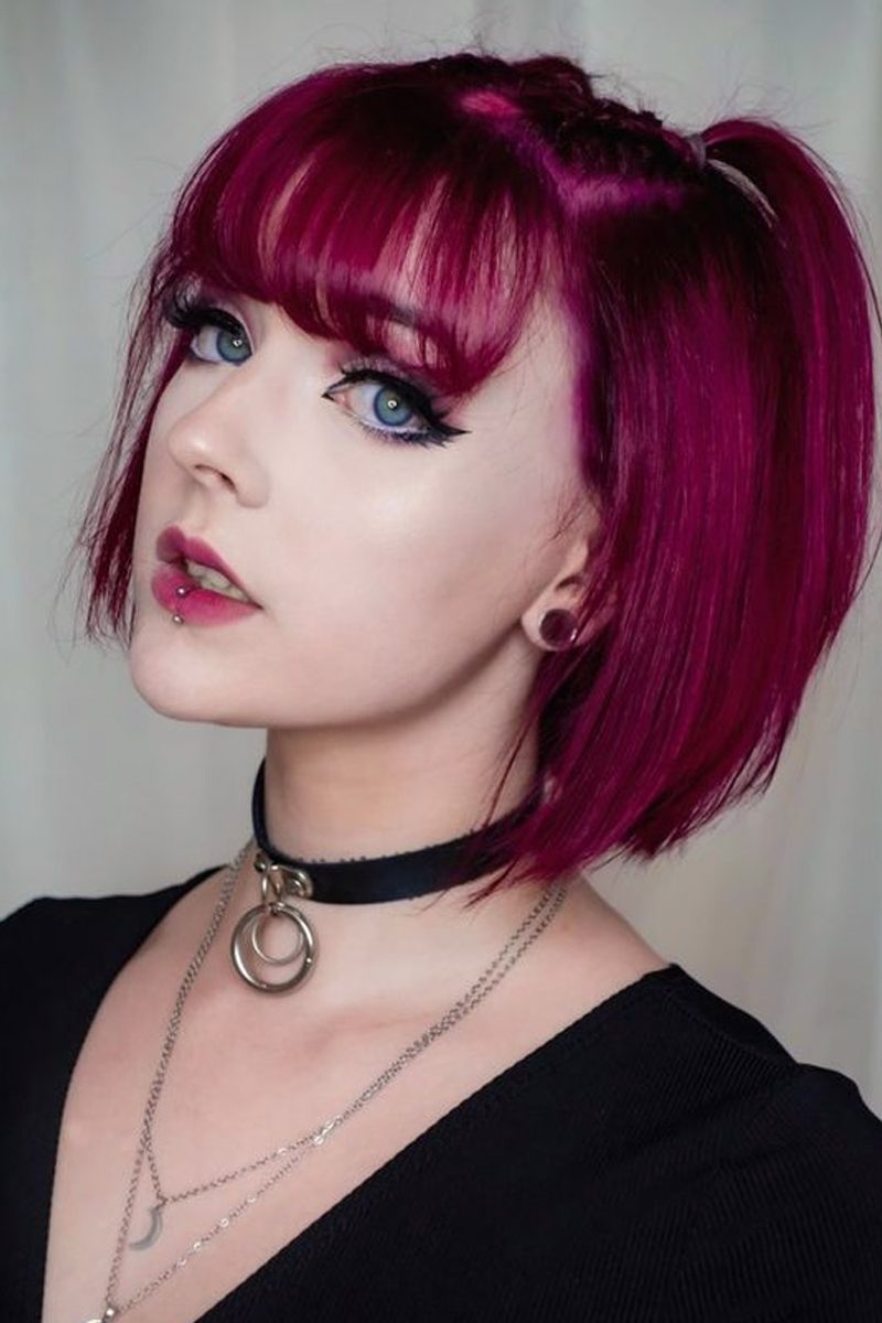 Magenta Bob With Braided Accent Magenta Bob With Braided Accent — Goth Hairstyles