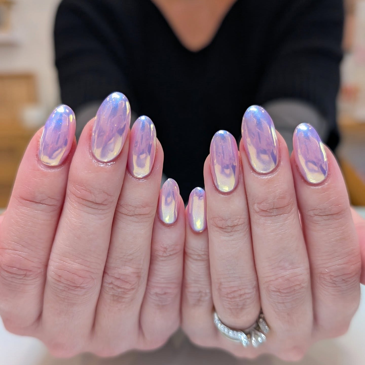 Pink and Blue Glitter Dot Accents Pink and Blue Glitter Dot Accents — Gender Reveal Nails