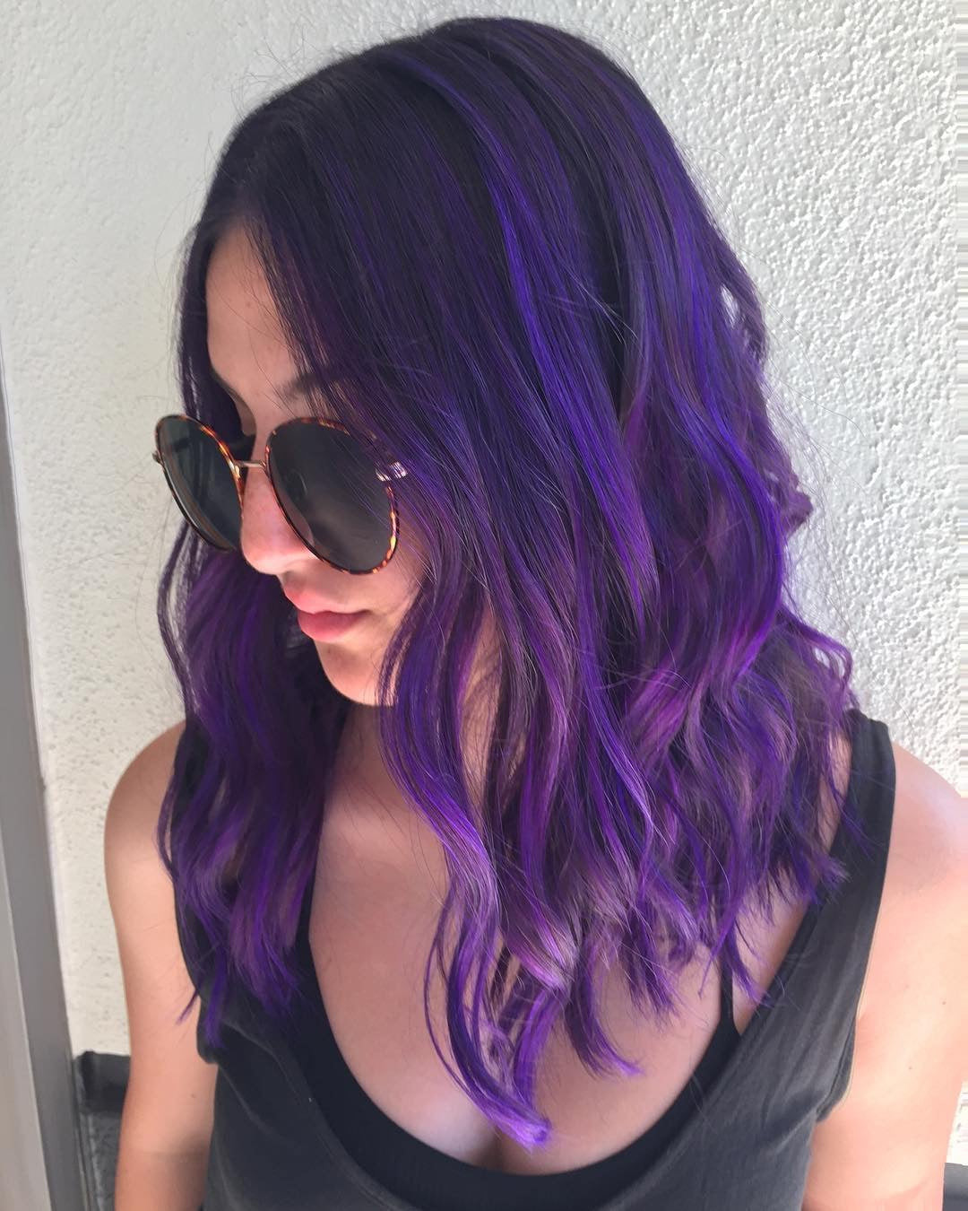 Collarbone Waves With Violet Undertones — Purple Hair
