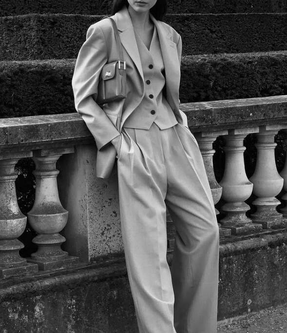 Three-Piece Beige Suit for Effortless Workwear Elegance — Workwear Aesthetic Outfits