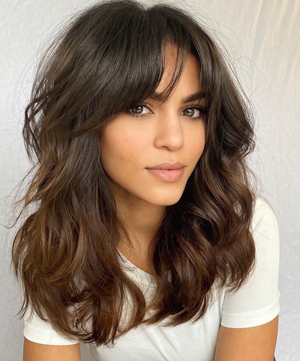 Collarbone Lob With Full Bangs — Haircuts for Wavy Hair