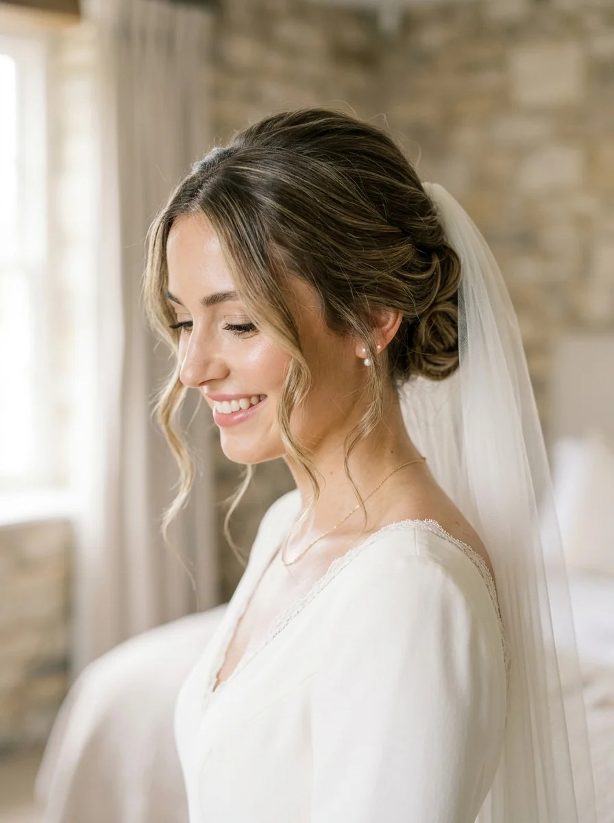 Twisted Updo with Loose Tendrils Twisted Updo with Loose Tendrils — Wedding Hairstyles with Veil