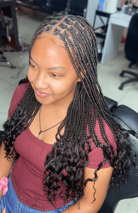Knotless Braids with Wavy Ends Knotless Braids with Wavy Ends — Braids for Medium Hair