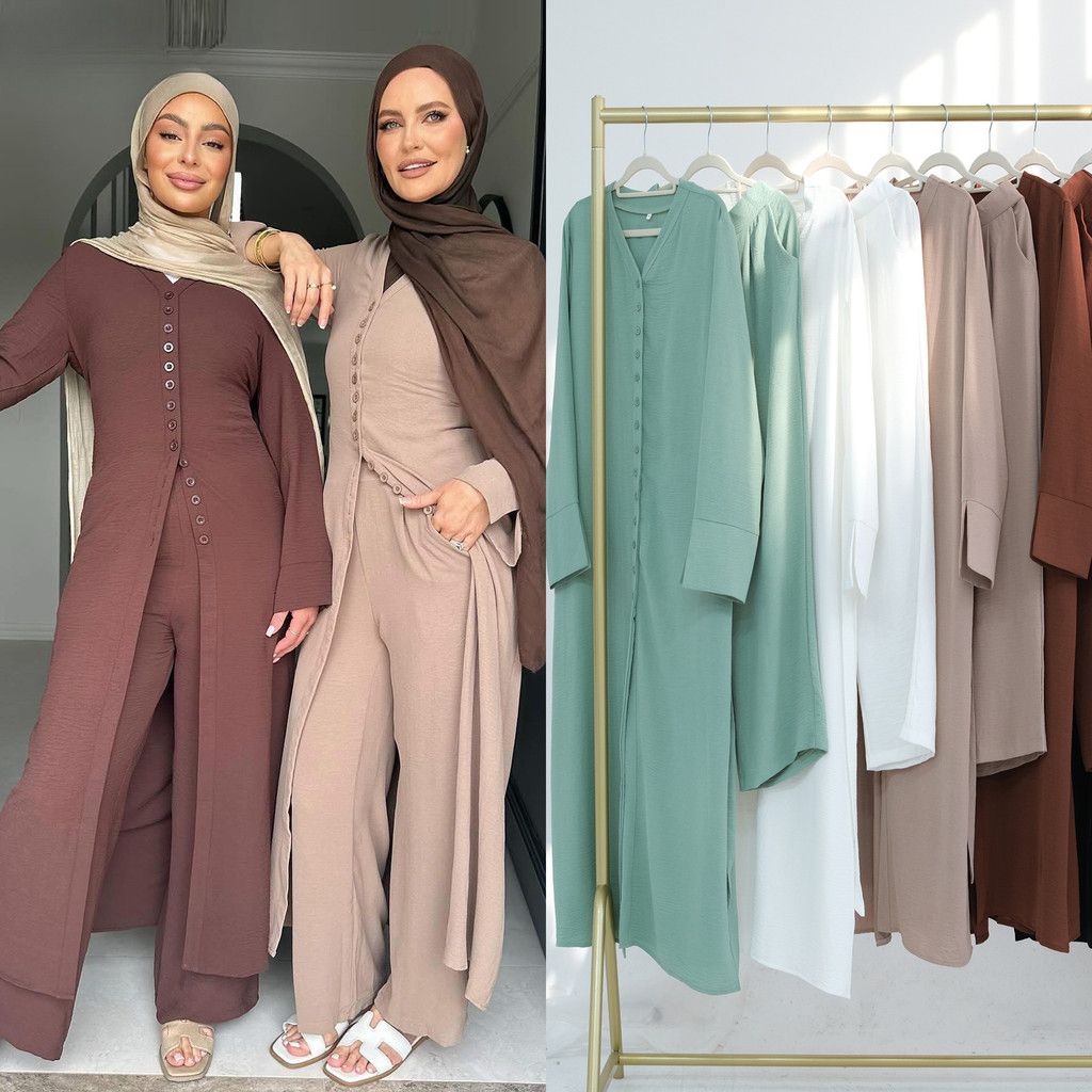 Casual Comfort: Textured Knit Abaya Set Casual Comfort: Textured Knit Abaya Set — Dubai Outfits