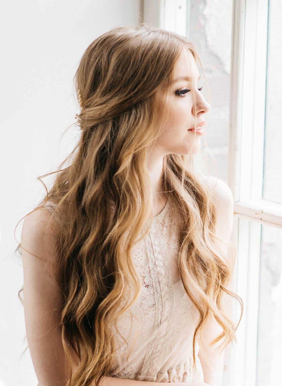 Ash Blonde Half Up Half Down Waves — Church Hairstyles