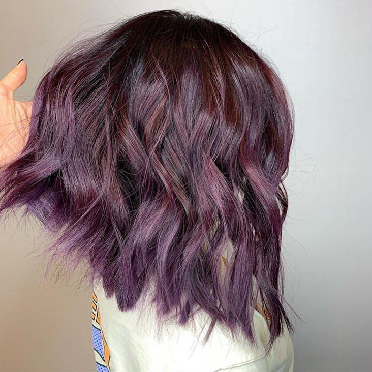 Collarbone Dark Brown Bob With Cherry Highlights — Black Cherry Hair