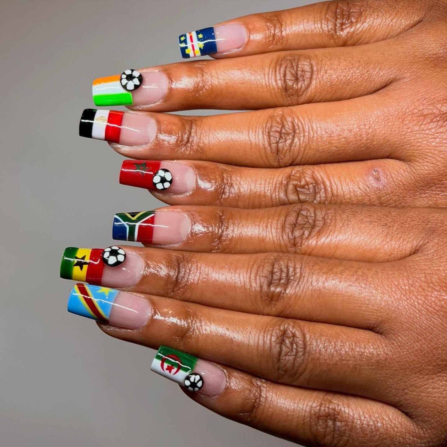 Red White Blue Green Yellow Black Visual Idea Red White Blue Green Yellow Black Visual Idea — Soccer Nails