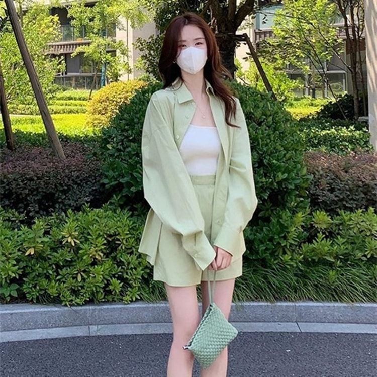 Effortless Summer Vibes: Oversized Shirt and Shorts Set — Seoul Outfits