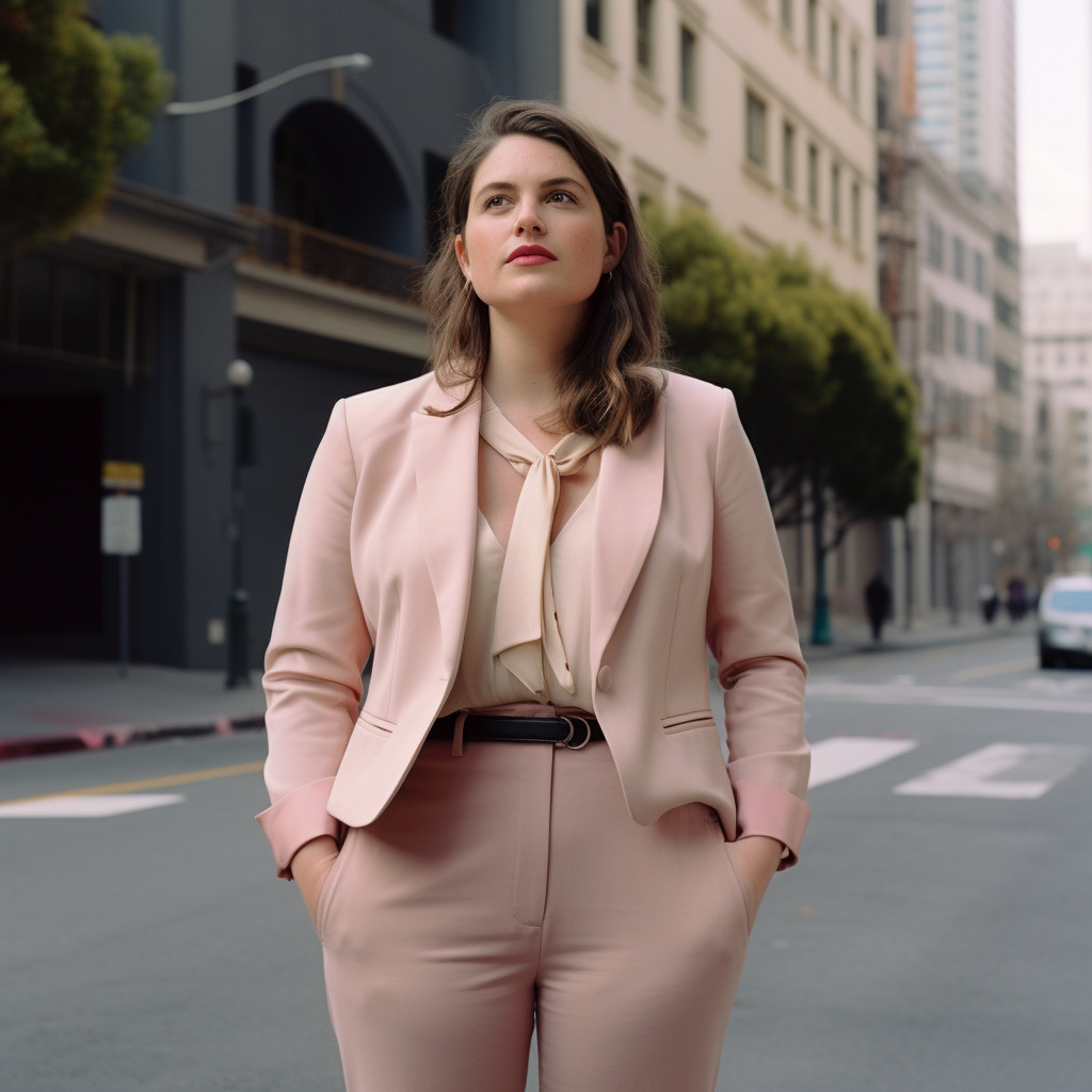 Pink Wool Suit with Cream Silk Blouse — Business Formal Outfits
