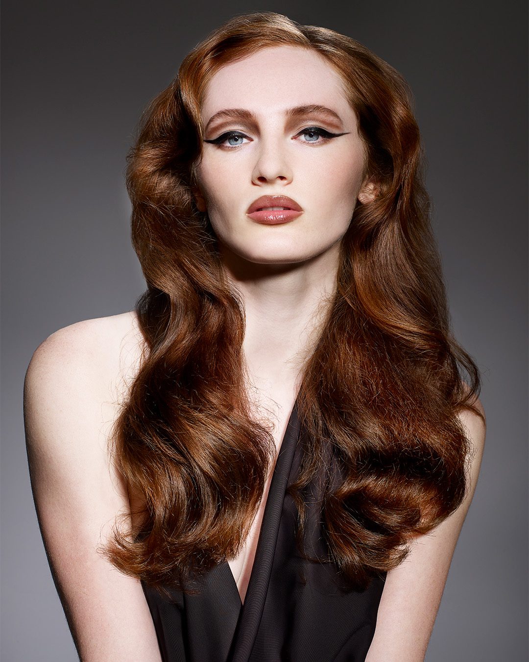 Voluminous Red Mid-Back Waves Voluminous Red Mid-Back Waves — Hollywood Waves