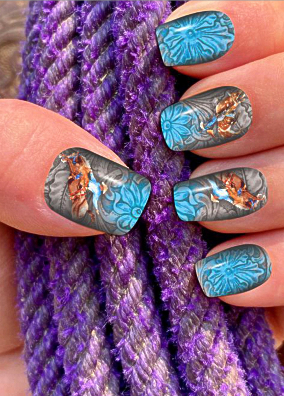 Blue Brown And Tan With Metallic Accents Visual Idea Blue Brown And Tan With Metallic Accents Visual Idea — Rodeo Nails