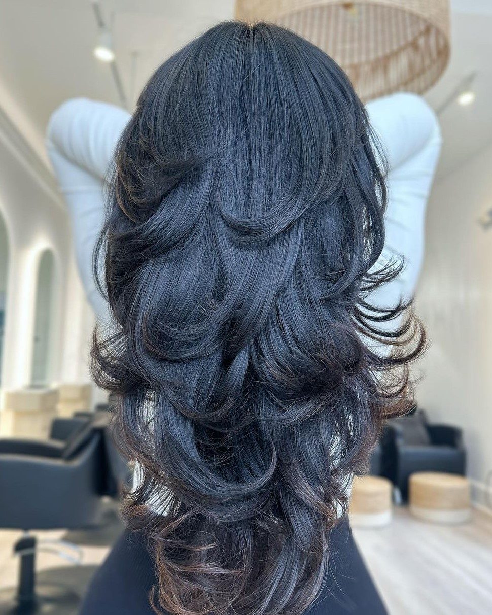 Wavy Dark Brown V-Cut With Highlights — V Cut Hair