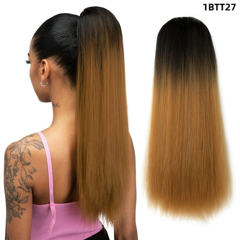 Dark Brown Base With Blonde Ombre Visual Idea — Ponytail with Extensions