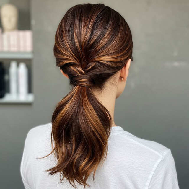 Low Ponytail with a Twisted Detail Low Ponytail with a Twisted Detail — Work Hairstyles