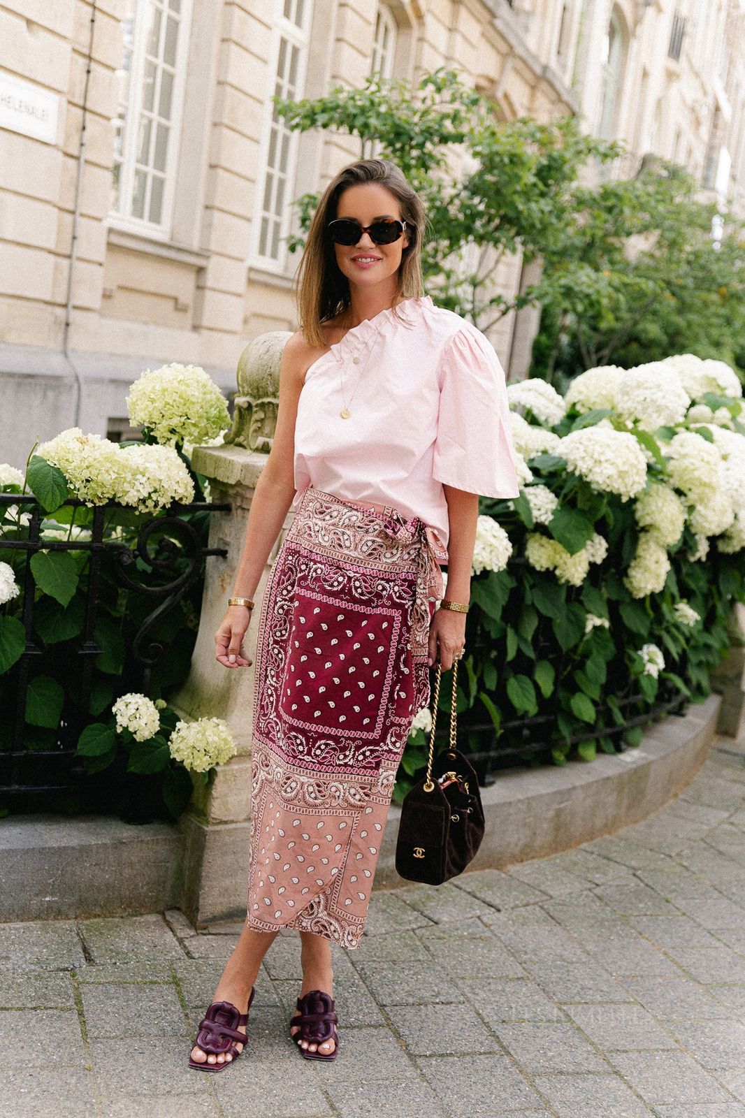 Paisley Print Wrap Skirt with One-Shoulder Top Paisley Print Wrap Skirt with One-Shoulder Top — Wrap Skirt Outfits