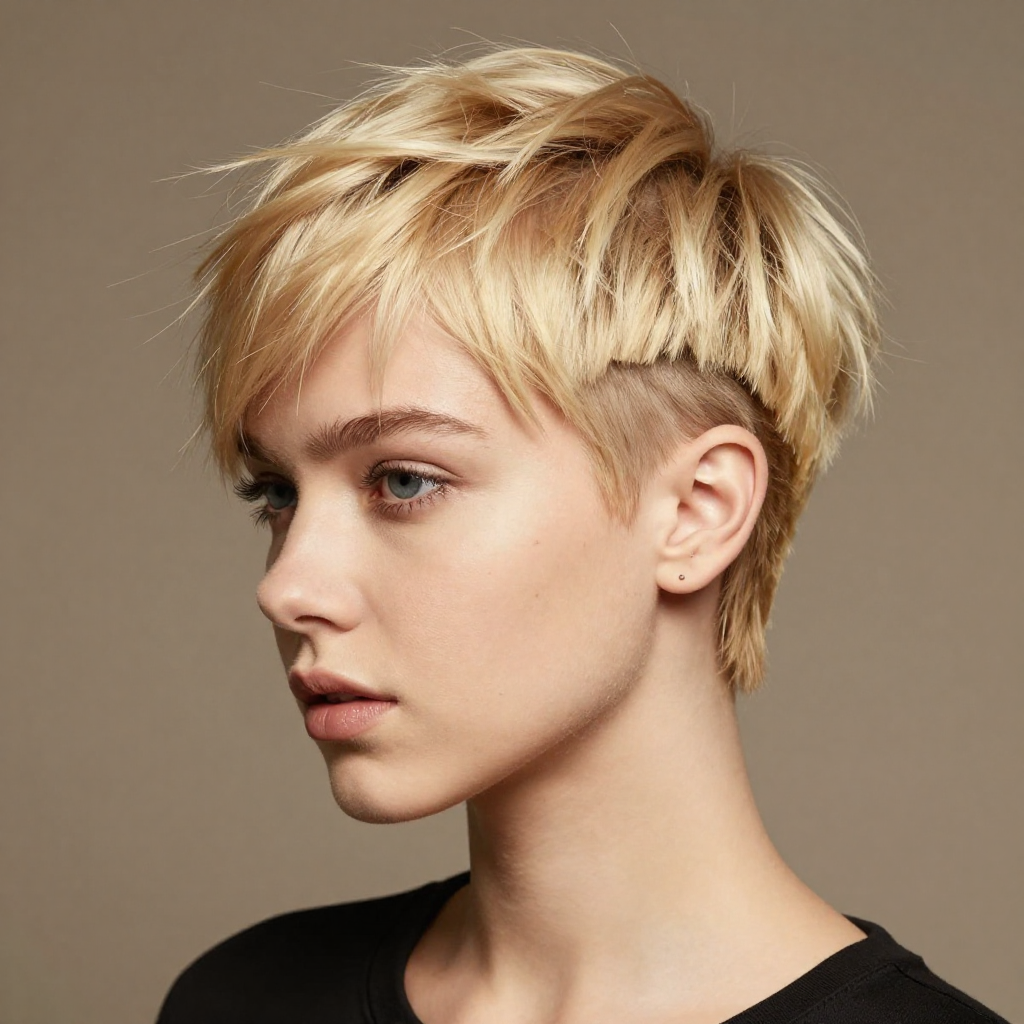 Edgy Blonde Pixie With Undercut Edgy Blonde Pixie With Undercut — Short Hair with Bangs