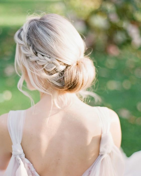 Ash Blonde Braided Low Bun Ash Blonde Braided Low Bun — Bridesmaid Hairstyles