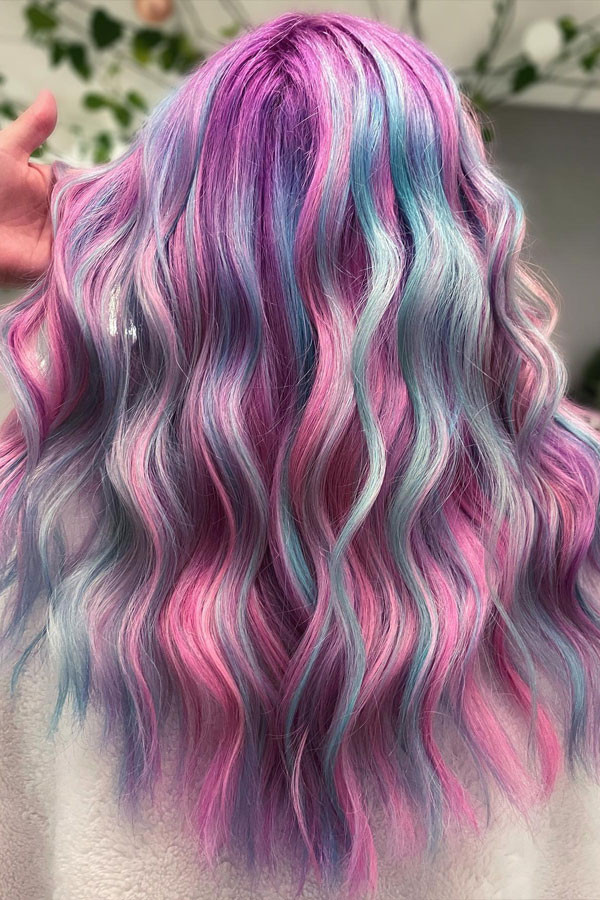 Pastel Pink Blue Purple Wavy Hair Pastel Pink Blue Purple Wavy Hair — Unicorn Hair