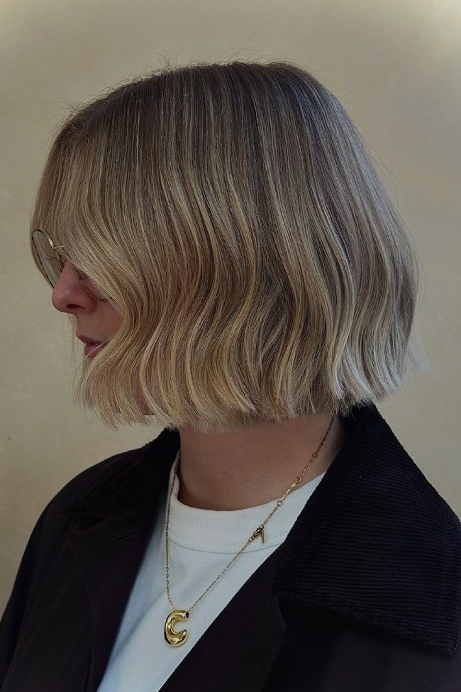 Blonde Bob with Curtain Bangs and Waves Blonde Bob with Curtain Bangs and Waves — Bob for Thick Hair