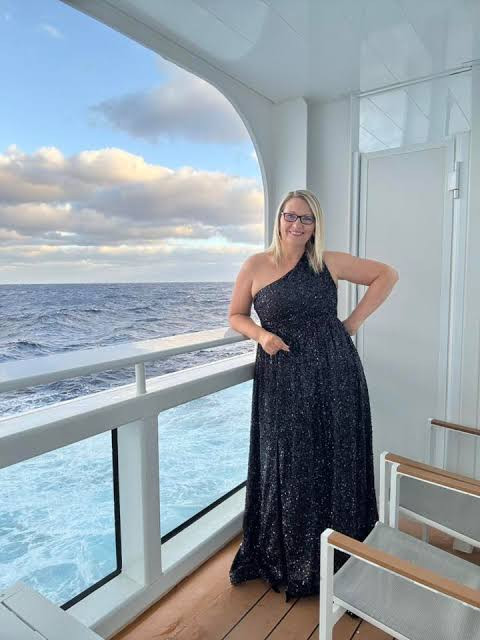 Glamorous Black Sequined One-Shoulder Gown — Cruise Dinner Outfits