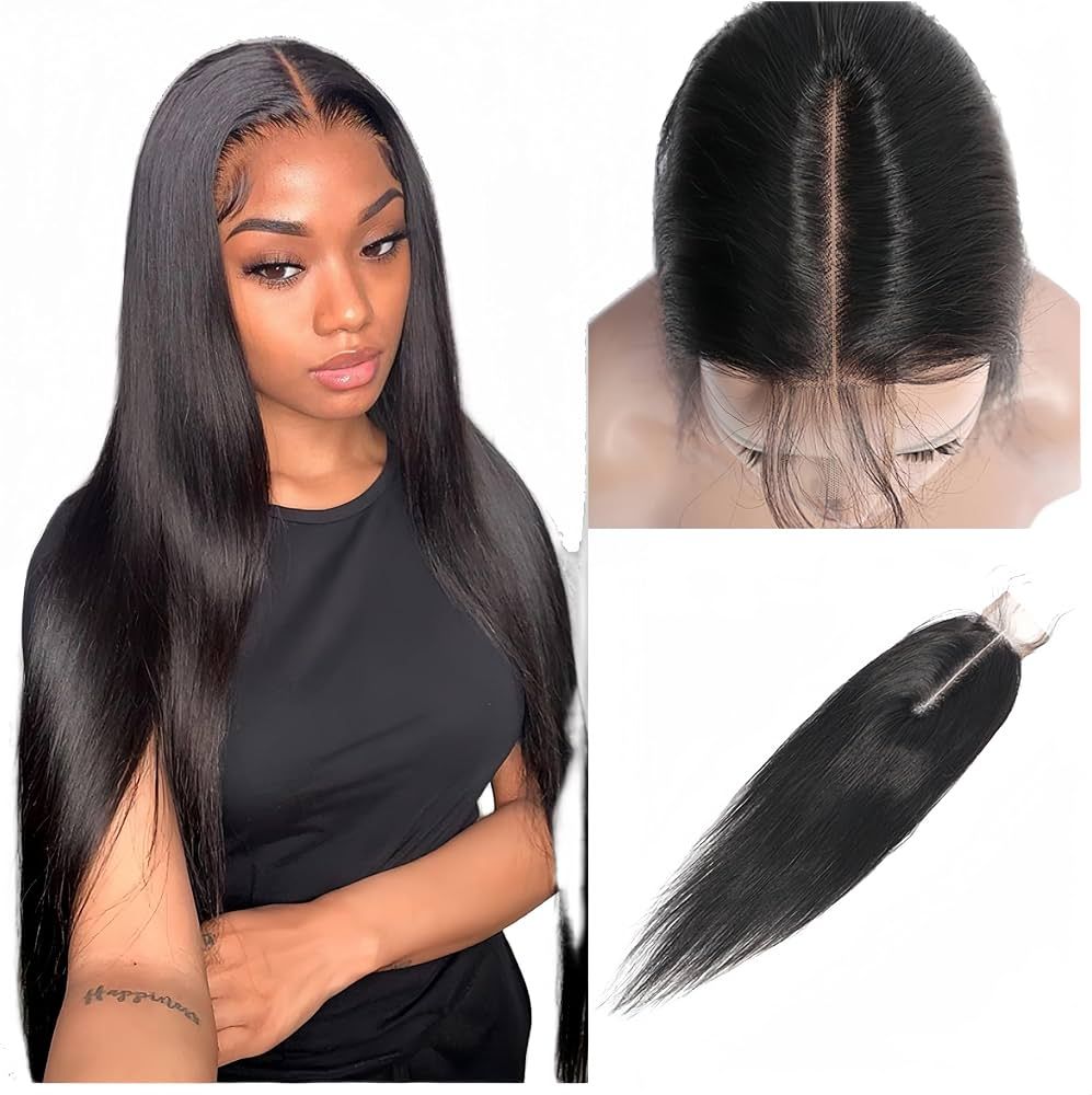 Fine Straight Black Shoulder Length — Closure Sew In