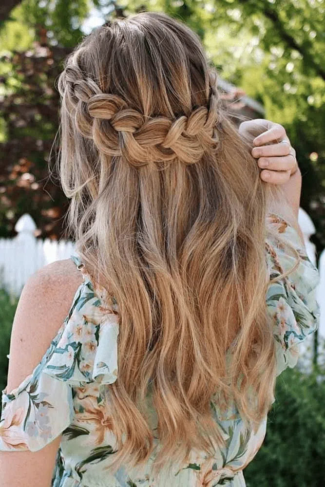 Chunky Braided Crown Light Brown — Prom Half Up Half Down