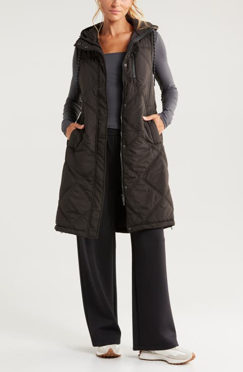 Longline Dark Grey Quilted Vest for Athleisure Comfort Longline Dark Grey Quilted Vest for Athleisure Comfort — Vests