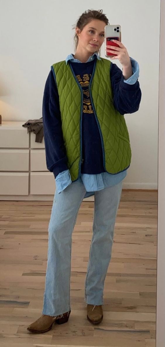 Quilted Vest, Denim Shirt, and Cowboy Boots Quilted Vest, Denim Shirt, and Cowboy Boots — Eclectic Grandpa Outfits