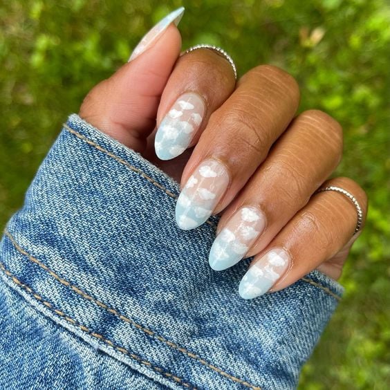Sheer Blue Cloud Almond Nails Sheer Blue Cloud Almond Nails — Cloud Nails
