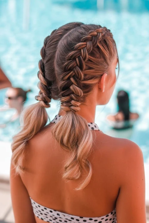 Double French Braids to Pigtails