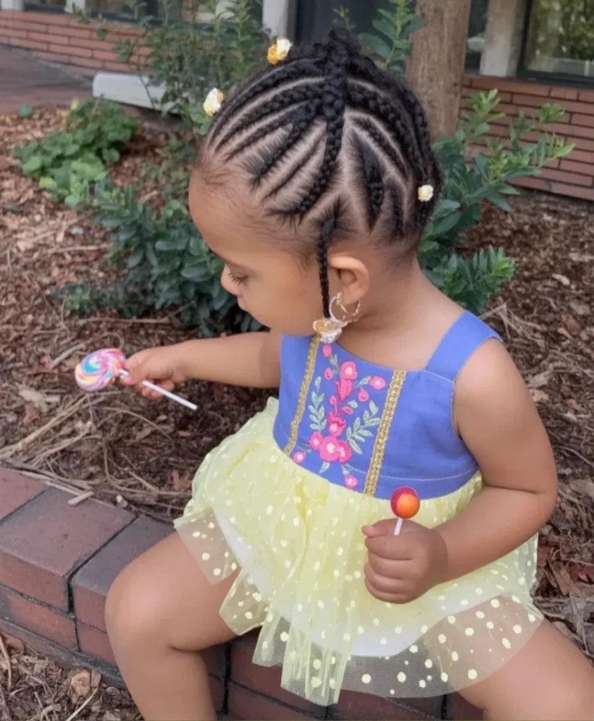 Coily Thick Braids with Colorful Beads and Flowers — Toddler Braids