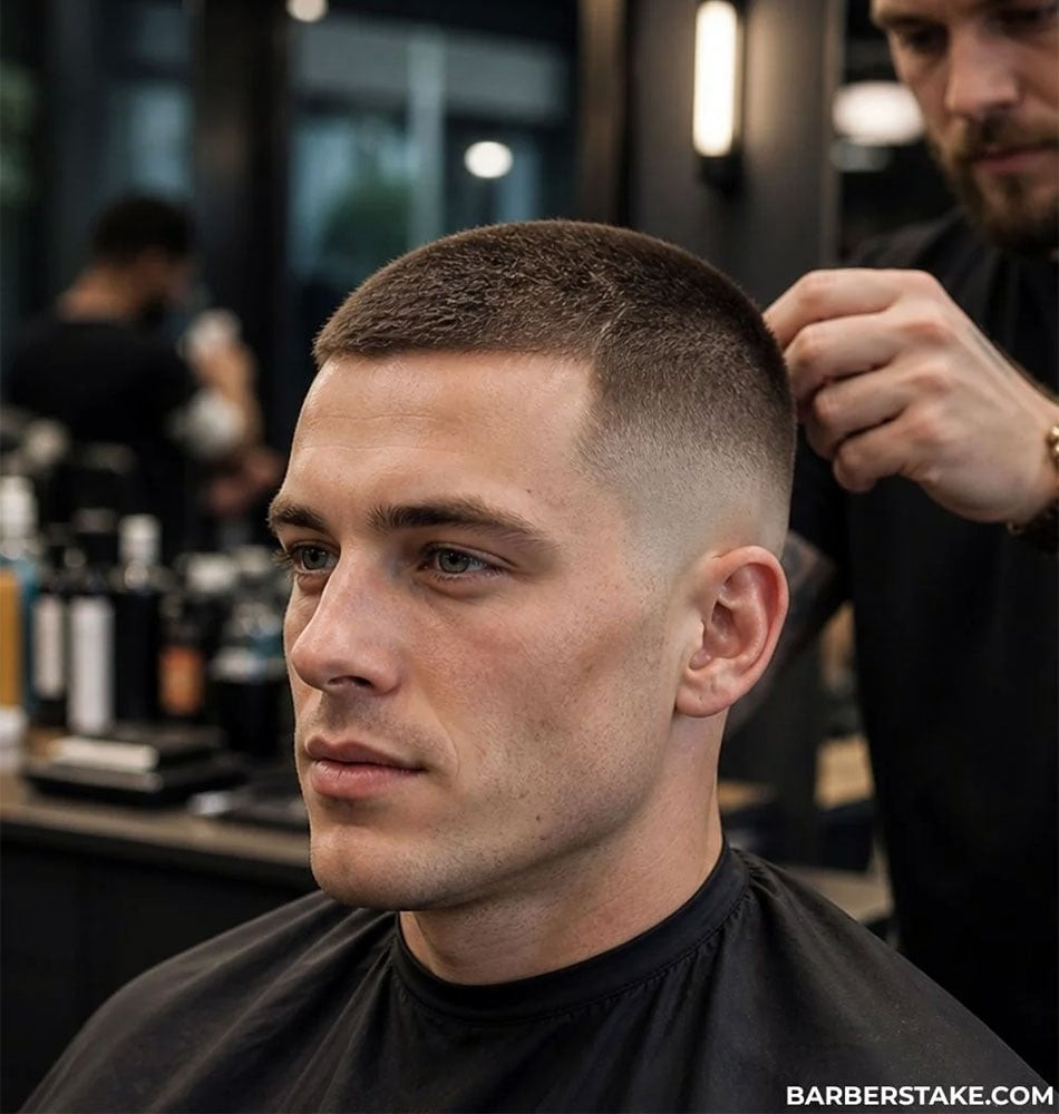 Brown Buzz Cut With Skin Fade — Buzz Cut for Men