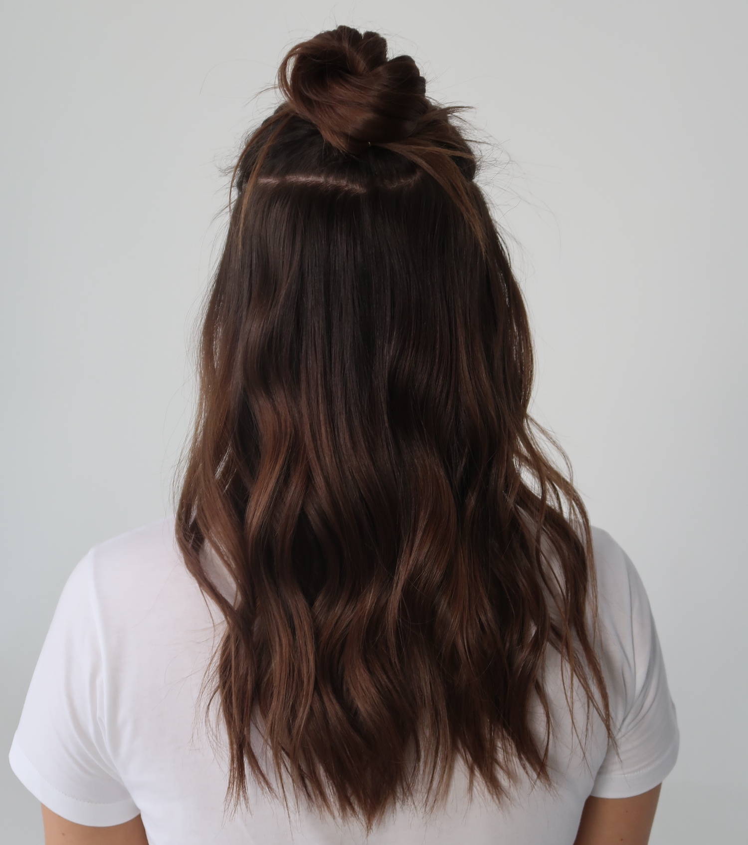Mid-Back Wavy Half-Up Top Knot — Lazy Day Hairstyles