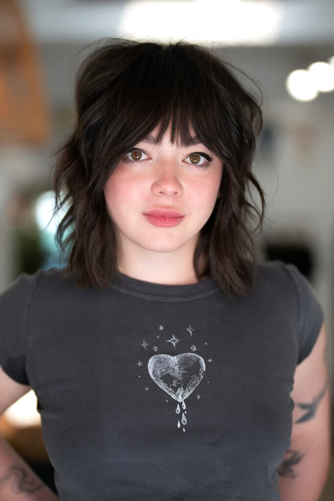 Bob-Shag With Choppy Layers And Bangs Bob-Shag With Choppy Layers And Bangs — Hairstyles for Thick Hair