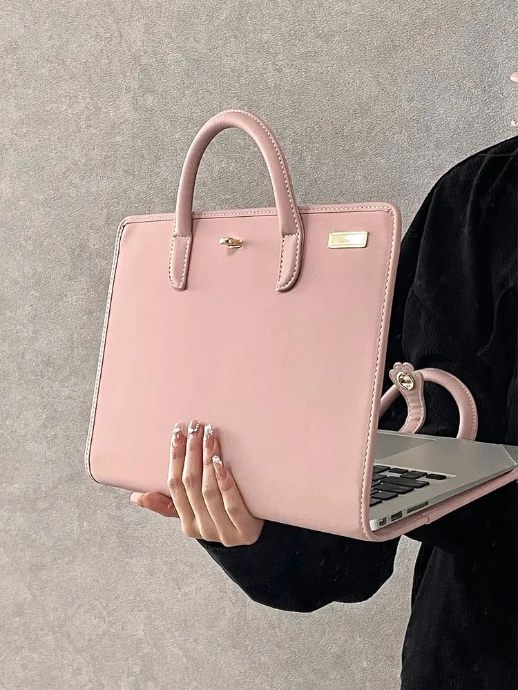 Light Pink Leather Laptop Bag — Laptop Bags for Women