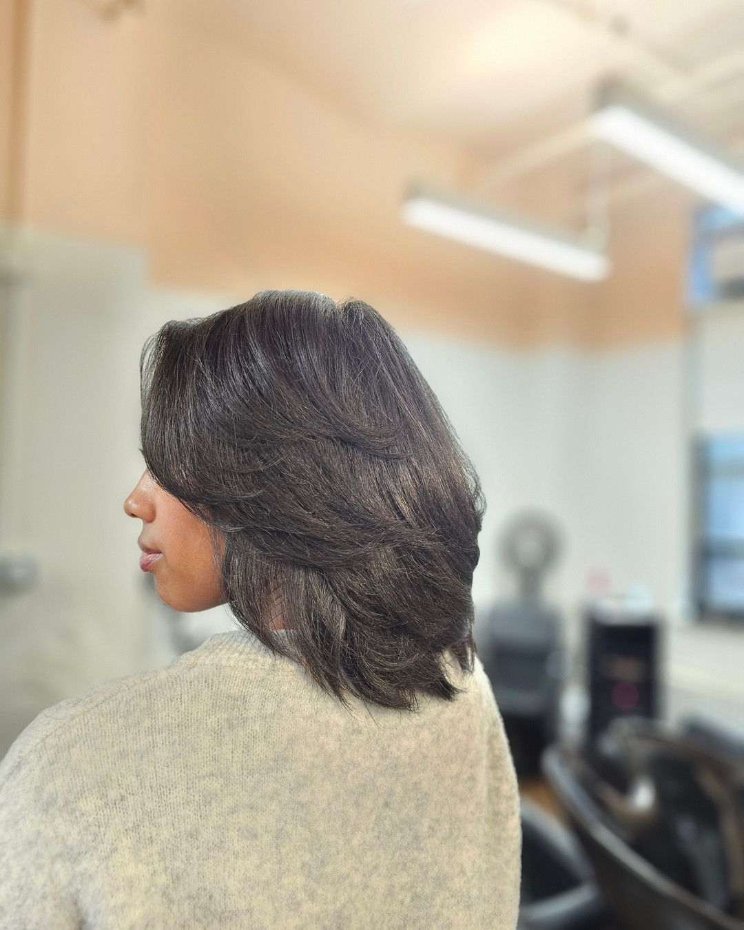 Shoulder Length Stacked Layers — Silk Press with Layers