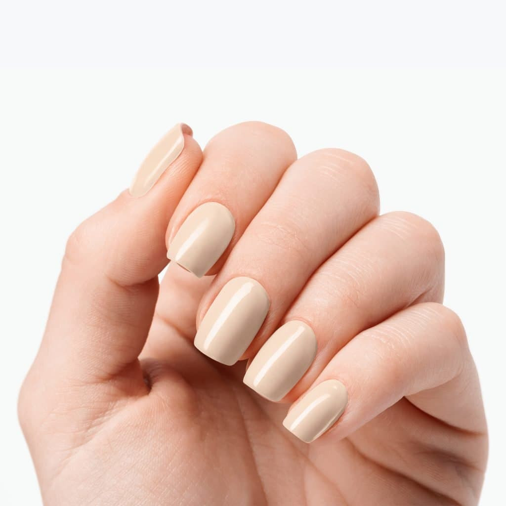 Opaque Light Beige Short Square Nails — Interview Nails