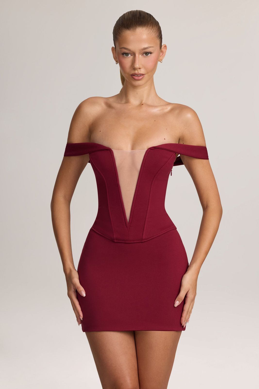 Sultry Evening: Deep Red Off-Shoulder Corset Mini Dress Sultry Evening: Deep Red Off-Shoulder Corset Mini Dress — Corset Dress Outfits