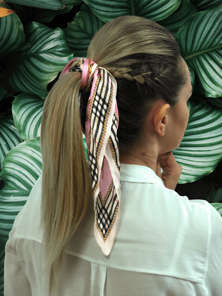 Ponytail With Scarf Accessory Ponytail With Scarf Accessory — Second Day Hairstyles