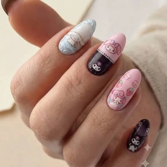 Dreamy Pastel Sanrio Character Mix — Sanrio Nails
