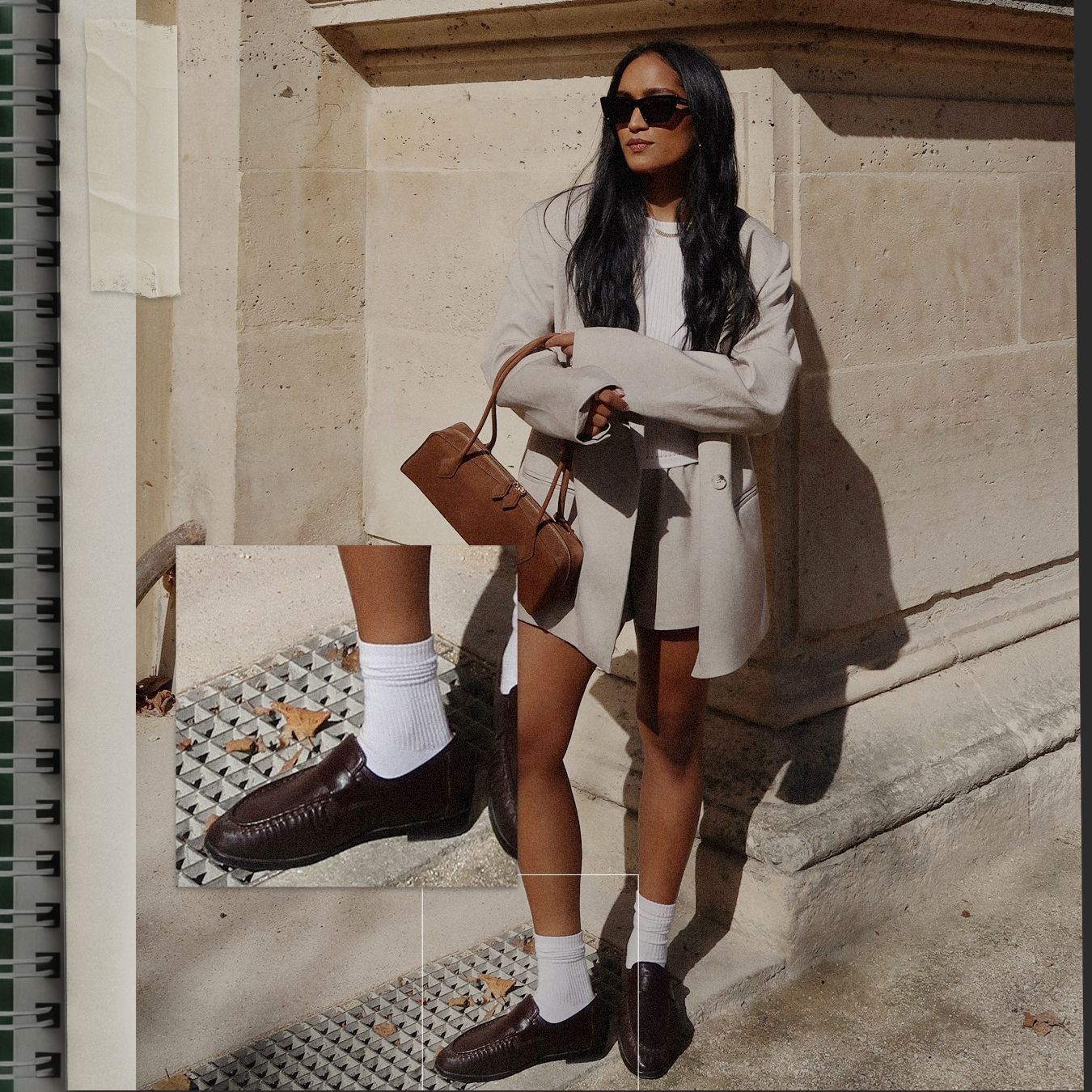 Oversized Blazer and Mini Skirt with Dark Brown Loafers Oversized Blazer and Mini Skirt with Dark Brown Loafers — Platform Loafers Outfits
