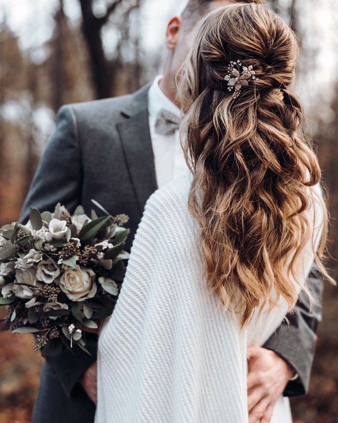 No Bangs Visual Idea — Boho Braided Wedding Hair