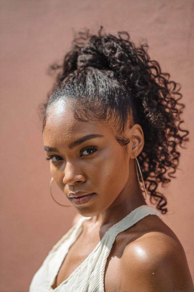 Defined Voluminous Curls Ponytail — Natural Hair Ponytail