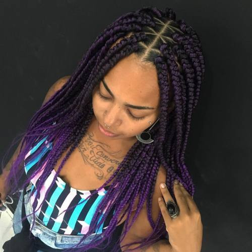 Deep Purple Shoulder-Length Braids — Purple Braids