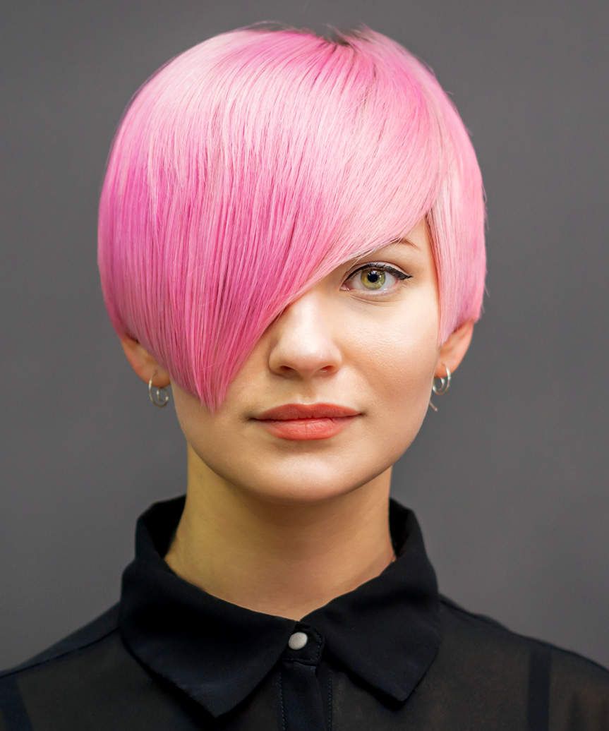Asymmetrical Pixie Bob Soft Pink — Emo Hair