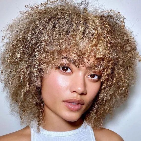Bright Blonde Bob With Full Bangs Bright Blonde Bob With Full Bangs — Haircuts for Curly Hair