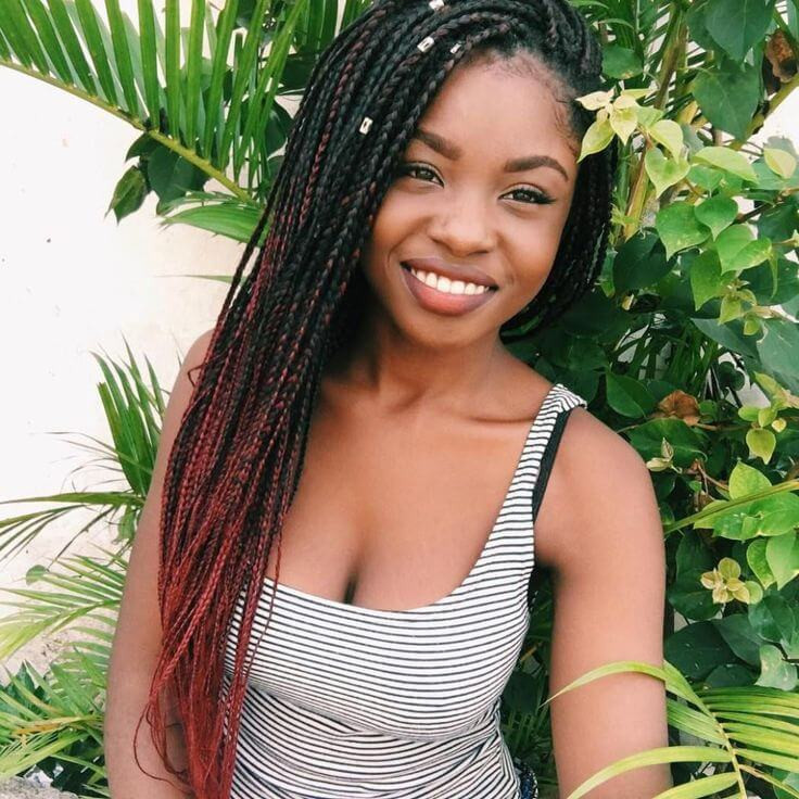 Black to Red Ombré Box Braids — Braid Colors