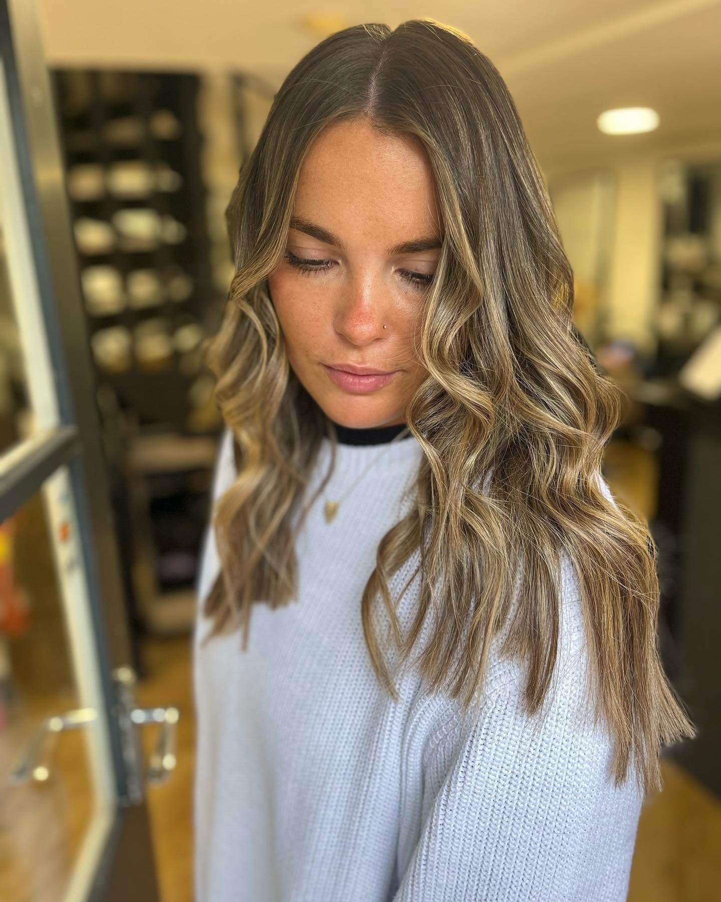 Collarbone Length Caramel Glow — Caramel Balayage