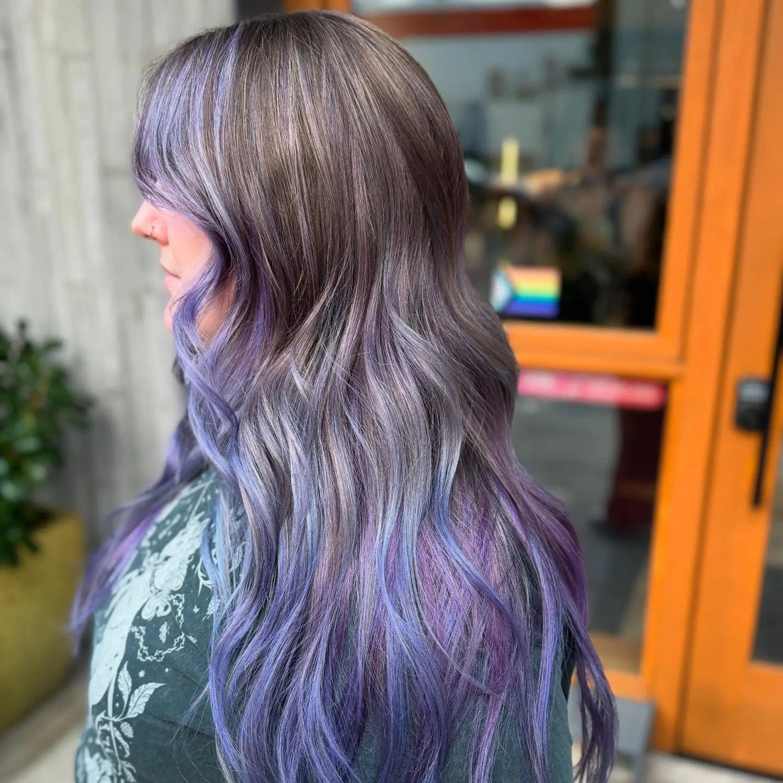 Ash Brown Base with Lavender Highlights Ash Brown Base with Lavender Highlights — Lavender Hair